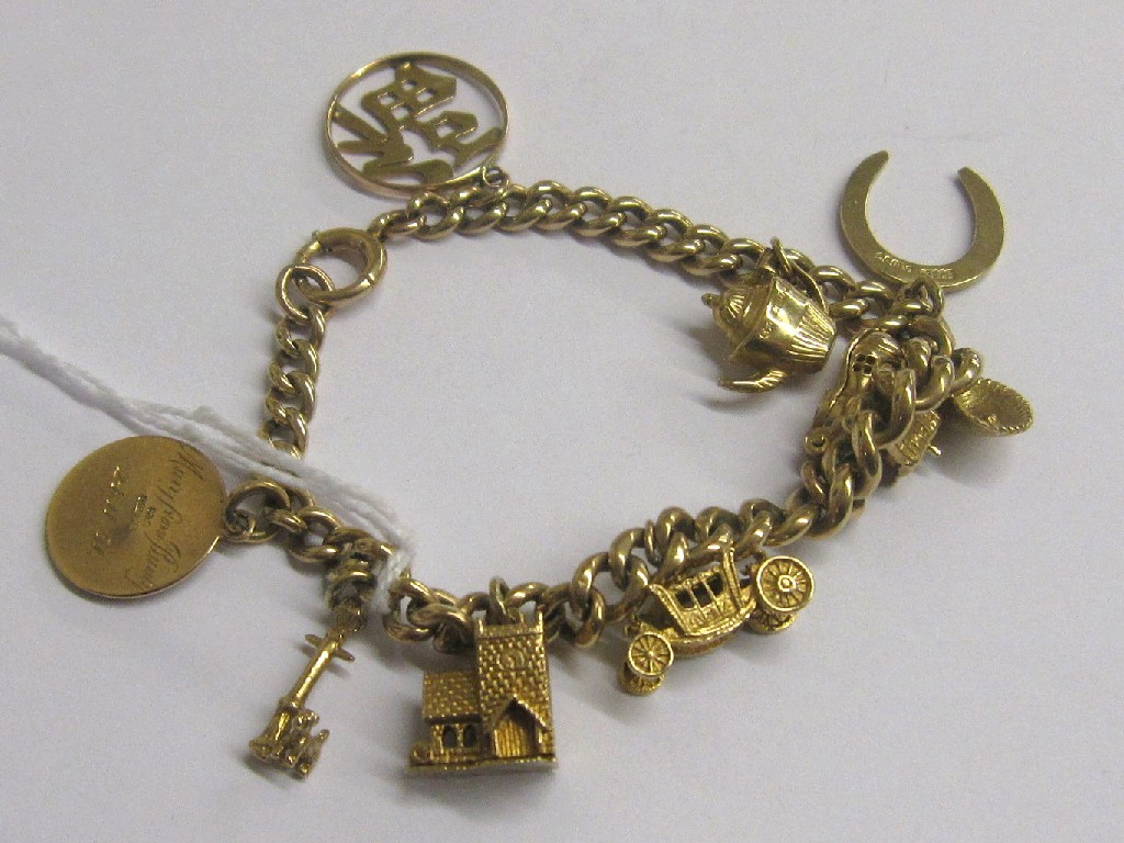 Appraisal: Nine carat gold charm bracelet with various ct gold charms