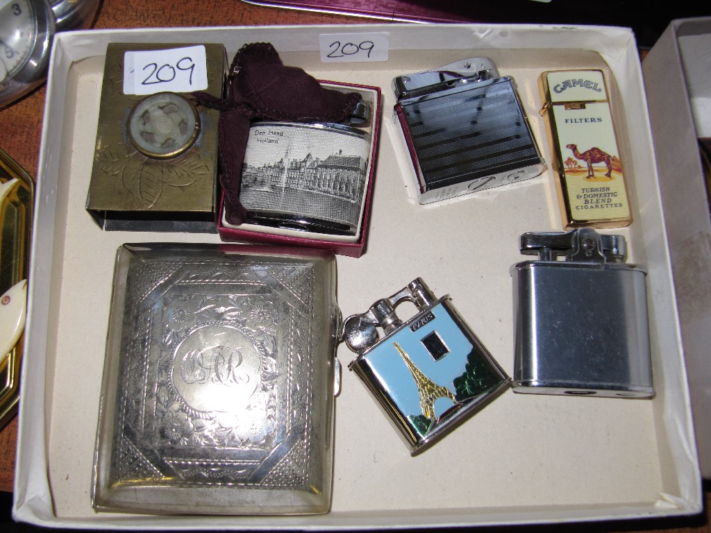 Appraisal: Lot comprising EP cigarette case five cigarette lighters and a