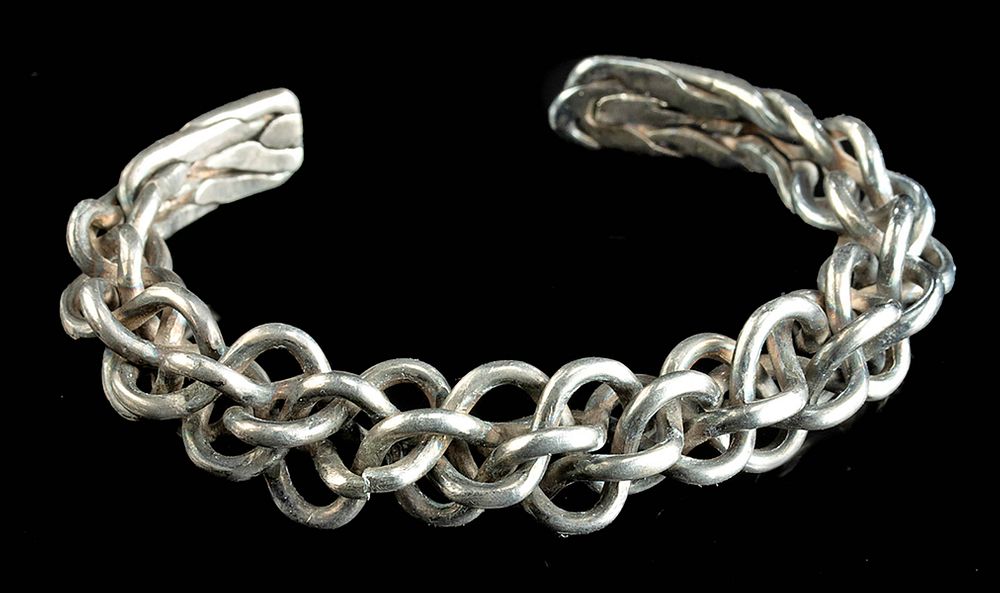 Appraisal: th C Viking Braided Silver Bracelet - Wearable Northern Europe