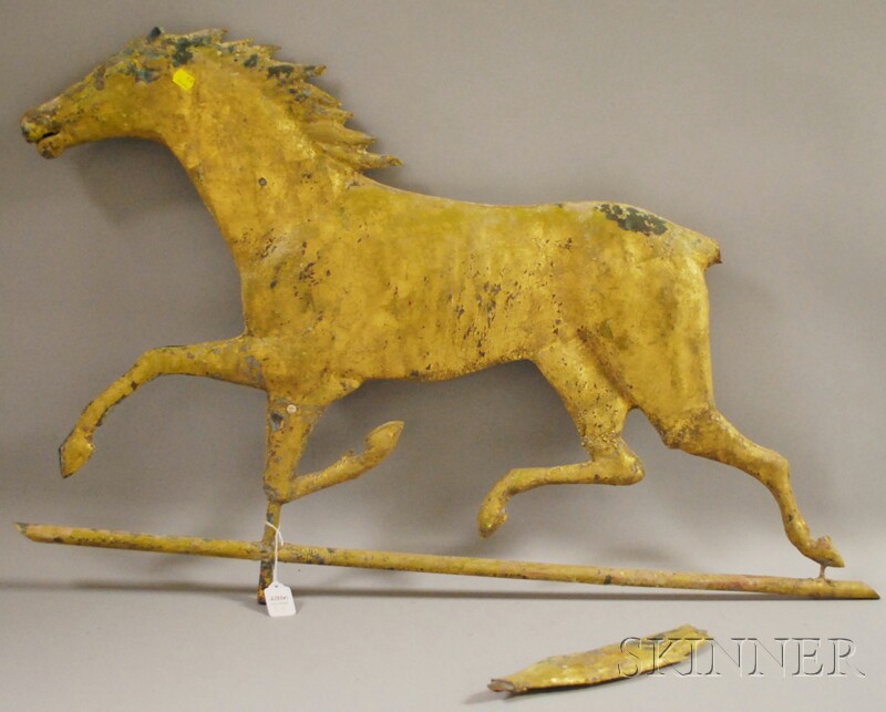 Appraisal: Gilt Molded Copper Running Horse Weather Vane tail detached crushing