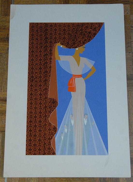 Appraisal: ERTE - RUSSIAN Colored lithograph Curtain Call Signed lower right