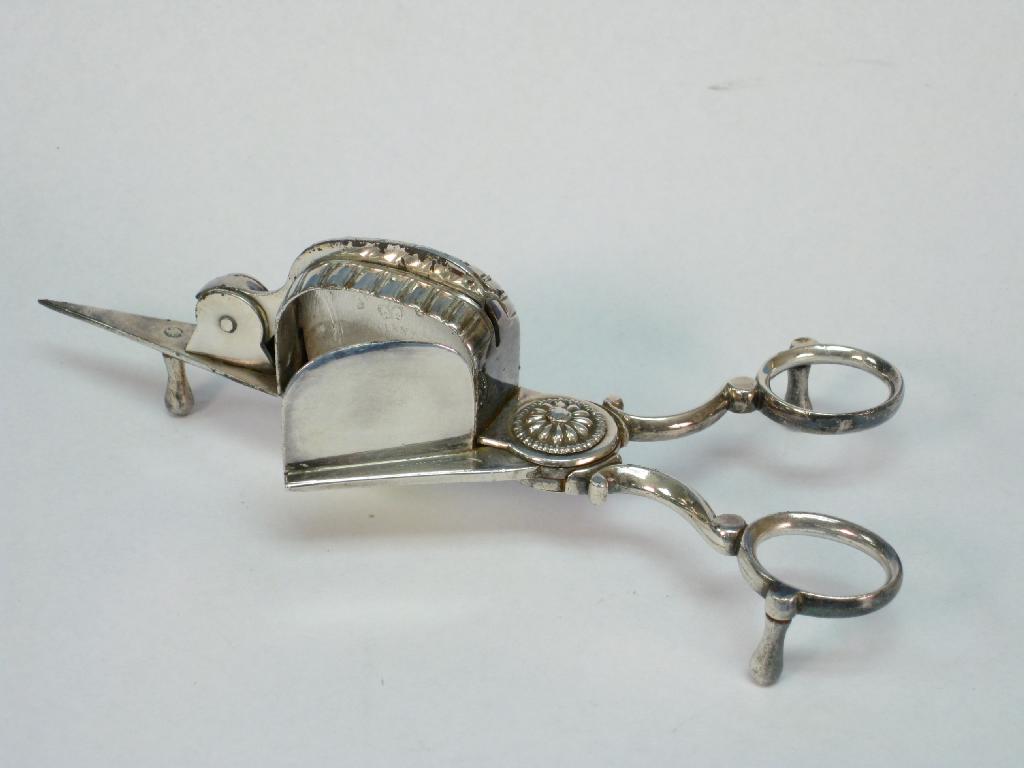 Appraisal: Pair of Georgian plated Patent Candle Snuffers with incorporated wick