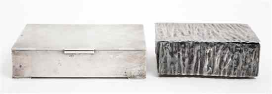 Appraisal: Two Mexican Sterling Silver Boxes comprising a rectangular humidor with