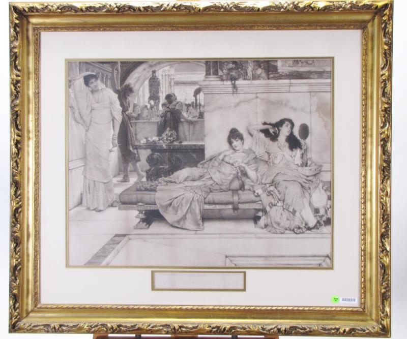 Appraisal: A framed antique print At the Shrine of Venus presented