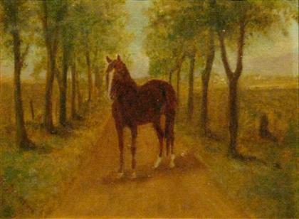 Appraisal: M DORAN HORSE ON COUNTRY PATH Signed and dated bottom