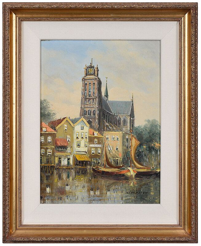 Appraisal: J S van Hoven Dutch th Century Town with Cathedral