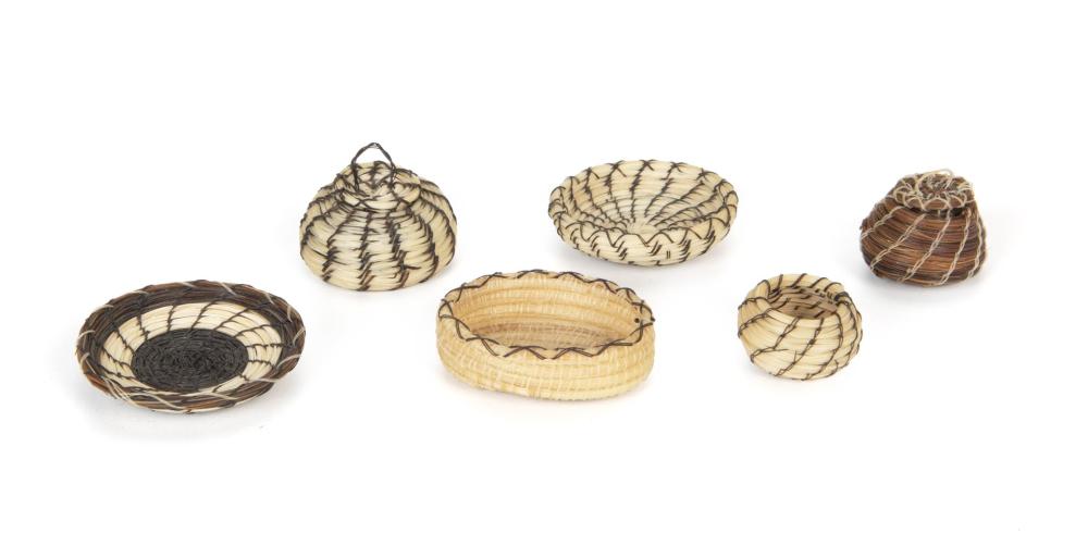 Appraisal: Six miniature Pima Papago baskets Second-half th Century Each of