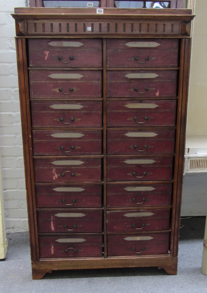 Appraisal: An early th century French sixteen drawer cartonnier with double