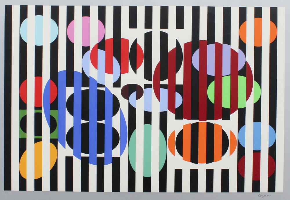 Appraisal: AGAM Yaacov Israeli - Geometric Composition in Colors and Stripes