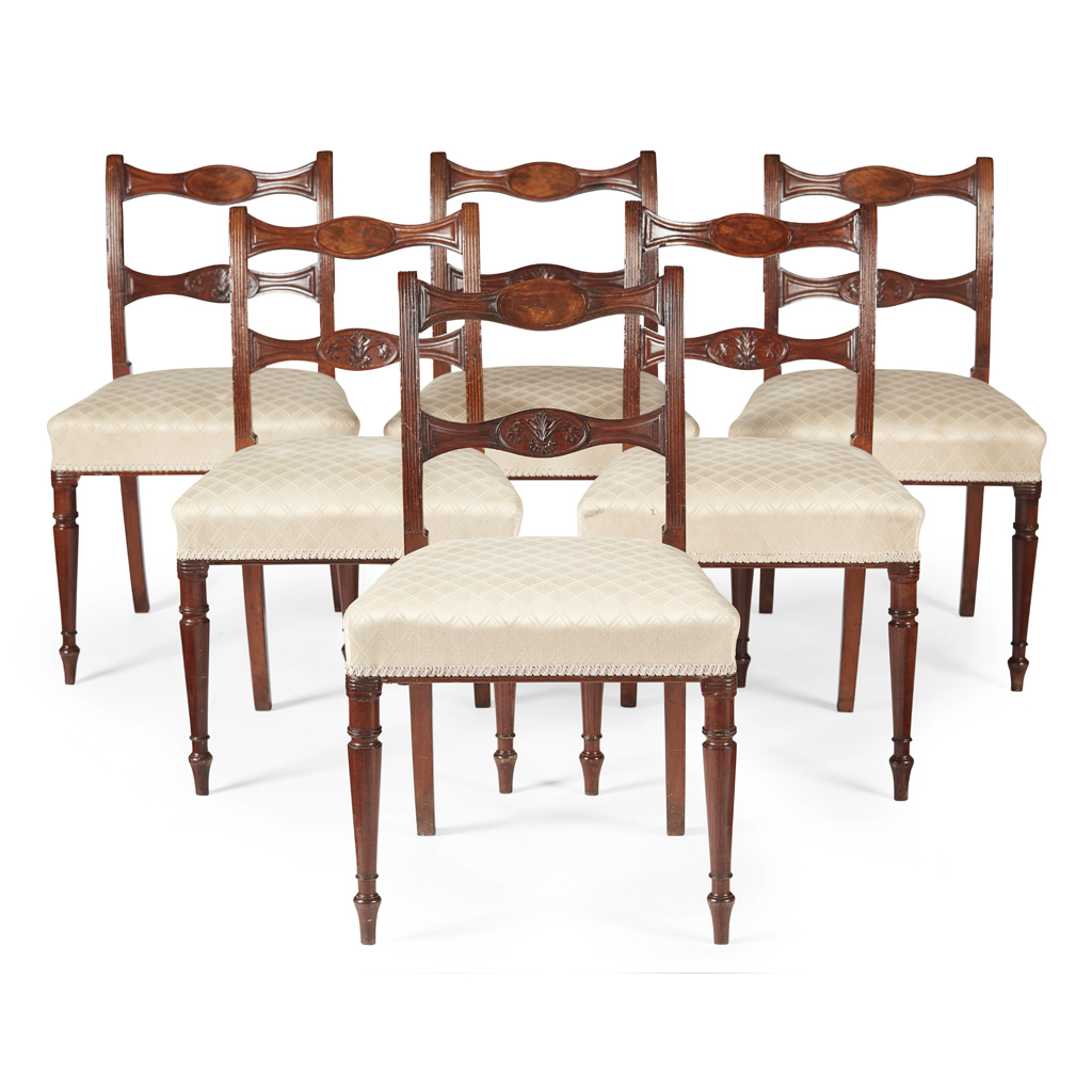 Appraisal: SET OF SIX REGENCY MAHOGANY DINING CHAIRS EARLY TH CENTURY