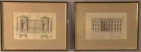 Appraisal: ARCHTECTURAL ETCHINGS THE GREAT GATE WILTON AND BOLD HALL WARWICKSHIRE