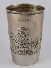 Appraisal: A late Victorian silver beaker embossed with topers Nathan Hayes