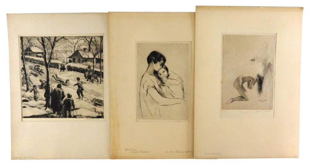 Appraisal: Three early th C etchings by American artists details include