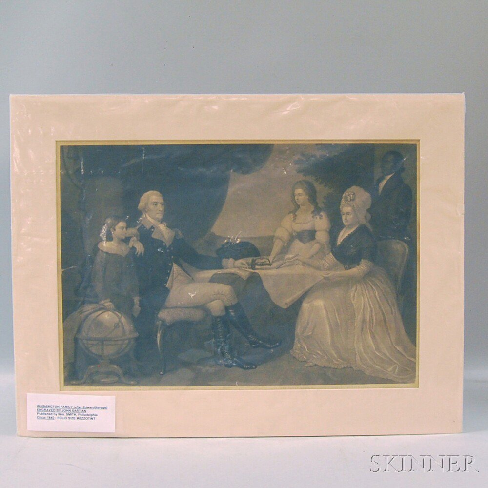 Appraisal: Unframed Folio Mezzotint The Washington Family After Edward Savage American