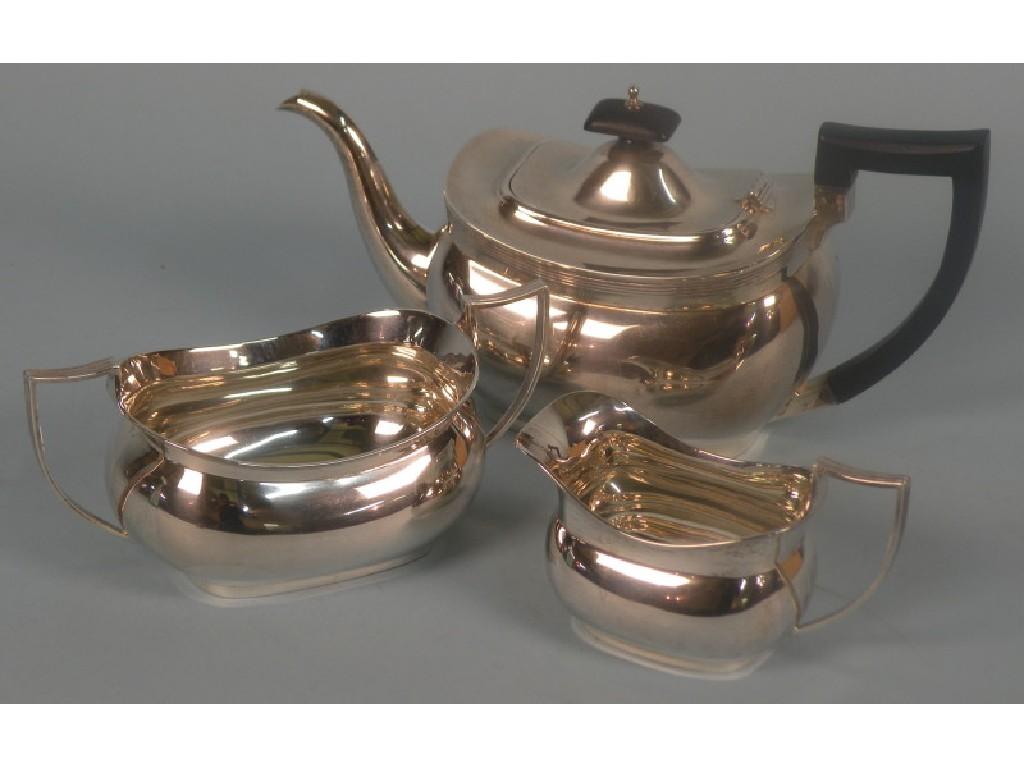 Appraisal: An associated three piece silver tea service each piece with