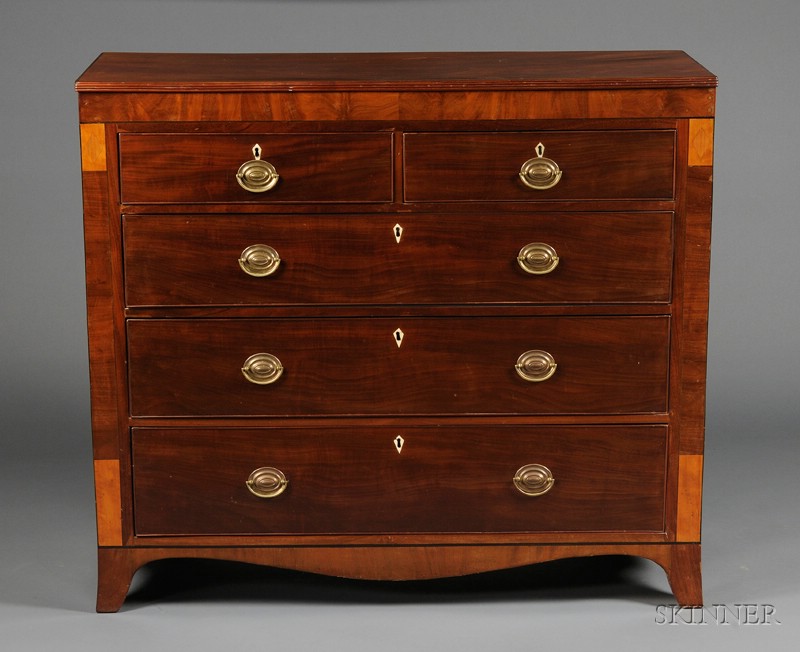 Appraisal: English Inlaid Mahogany Chest of Drawers mid th century rectangular