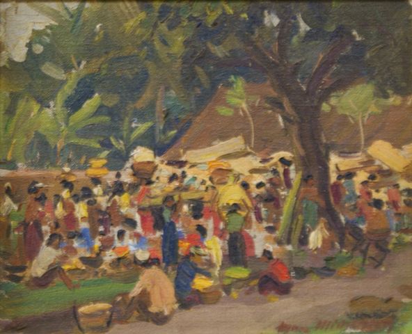 Appraisal: Max Middleton born Bali Scene oil on board signed 'Max