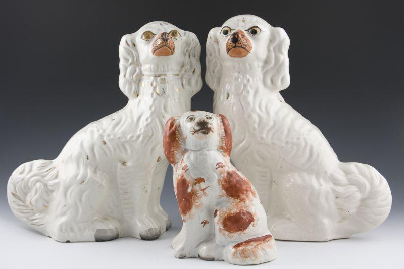 Appraisal: Group of Three English Staffordshire Dogs late th c a