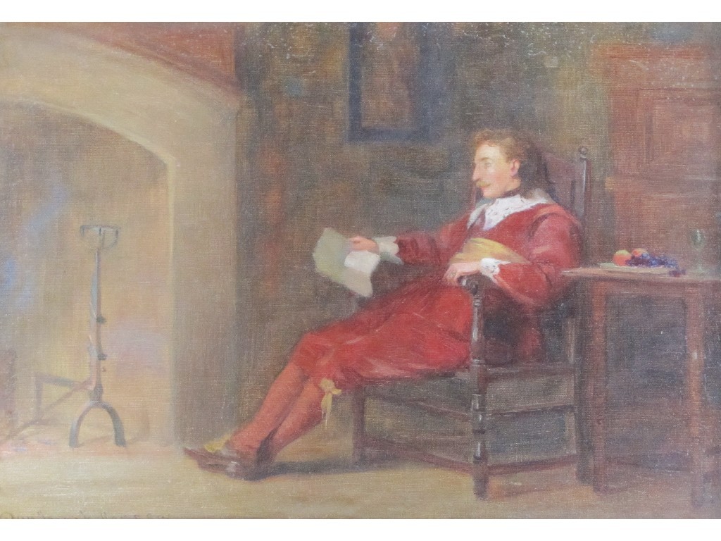 Appraisal: DUNCAN MACKELLAR RSW - GENTLEMAN SEATED WITH LETTER AT FIRESIDE