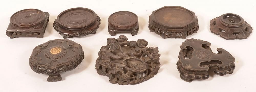 Appraisal: Eight Various Oriental Carved Rosewood Bases Eight Various Oriental th