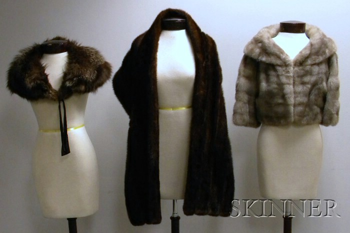 Appraisal: Three Lady's Fur Items a short gray shrug Kakas Newbury