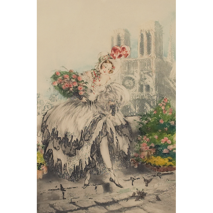 Appraisal: Louis Icart French - ''Musetta '' etching with drypoint ''