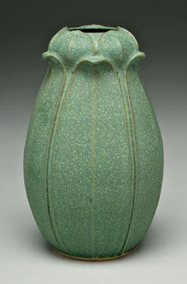 Appraisal: Grueby style vase matte green glaze impressed quot quot and