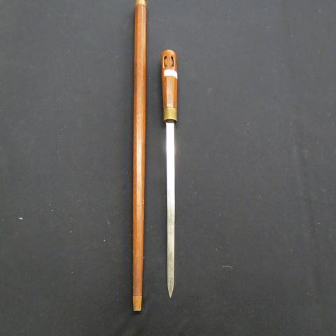 Appraisal: Japanese Sword Cane signed blade carved handle with ball inside