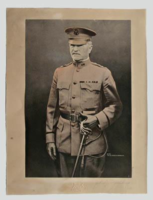 Appraisal: General John Pershing signed print colorized print Pershing standing in