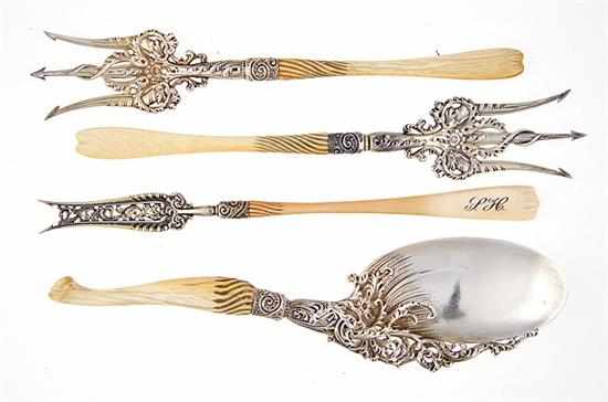 Appraisal: Whiting Ivory pattern sterling jelly server lettuce and pickle forks