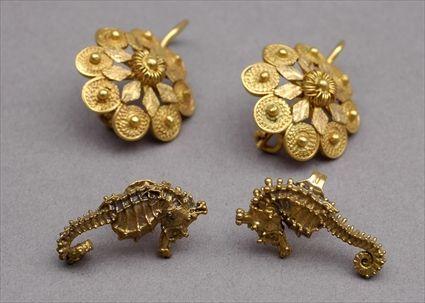 Appraisal: Pair of Goldwash Seahorse Earrings together with a Pair of