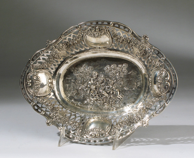 Appraisal: GERMAN FINE SILVER OVAL BOWL late th century oval form