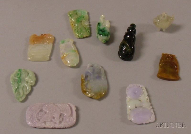 Appraisal: Eleven Assorted Carved Jade Pendants and Other Items of various