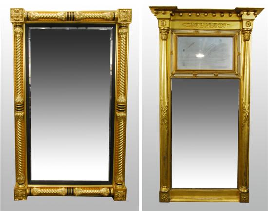 Appraisal: TWO AMERICAN LATE FEDERAL GILTWOOD WALL MIRRORS x inches and