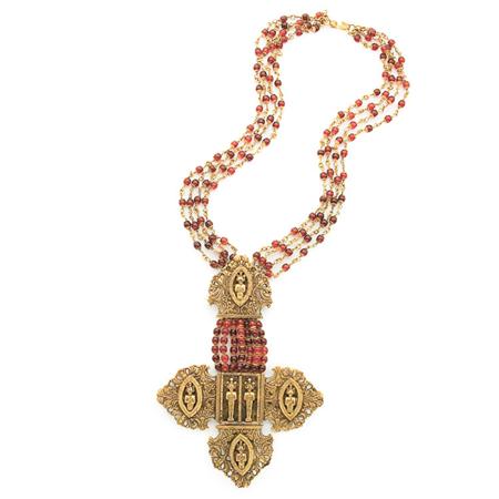 Appraisal: Chanel Ruby Glass and Gold-Tone Metal Necklace Estimate -