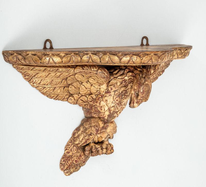 Appraisal: FEDERAL STYLE CARVED GILTWOOD EAGLE-FORM WALL BRACKET x x in