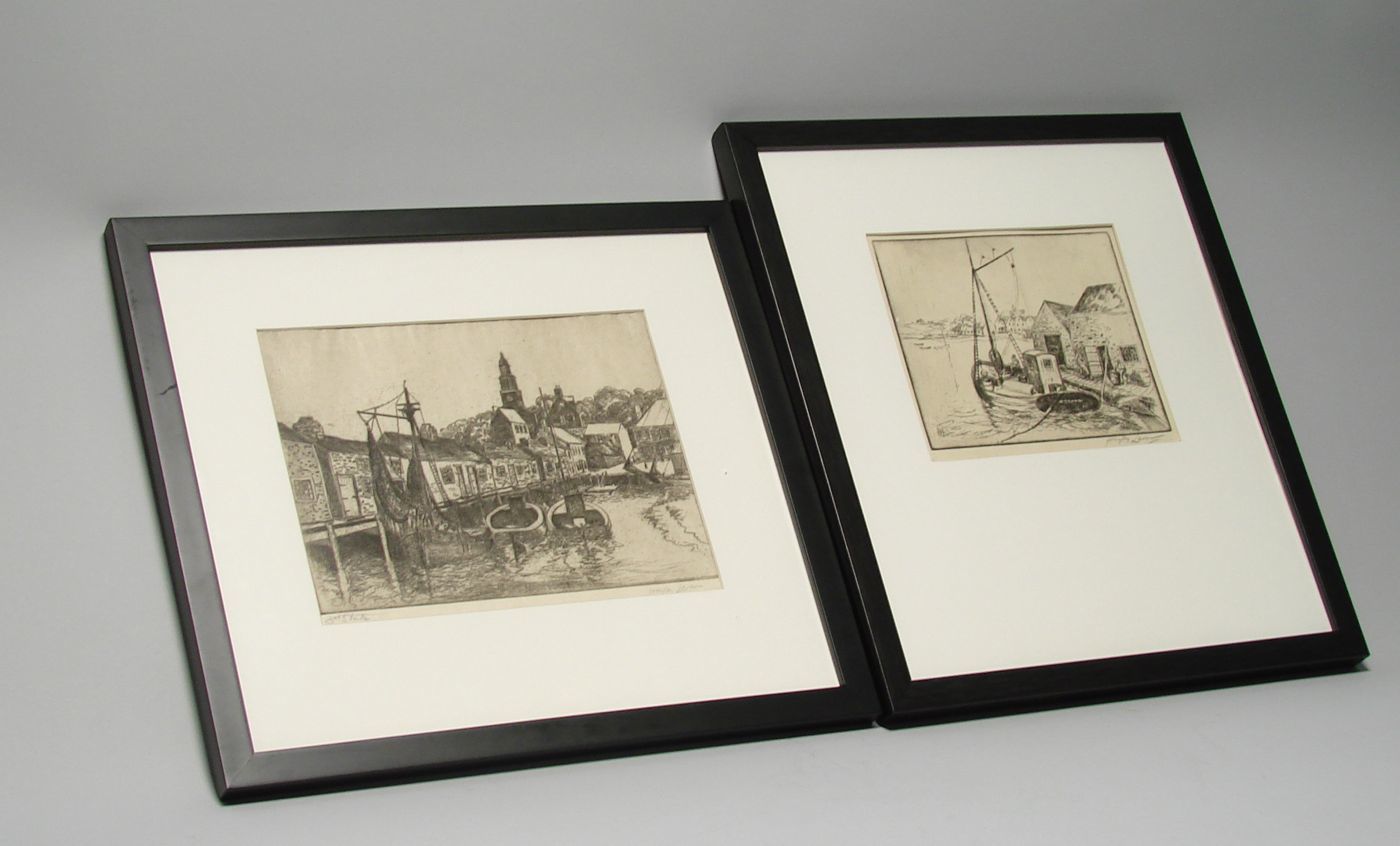 Appraisal: PAIR OF FRAMED ETCHINGS By Hayley Lever American - Nantucket