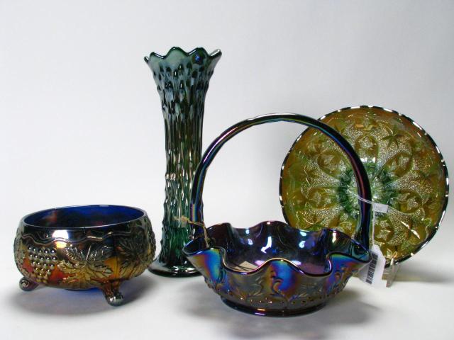 Appraisal: Group of Carnival Colored Glass including Fenton handled basket a