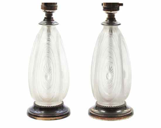 Appraisal: A Pair of Molded and Frosted Glass Vases each of