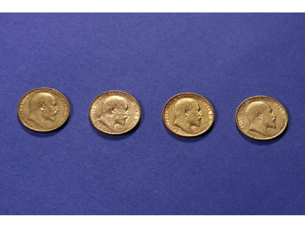 Appraisal: TWO EDWARD VII GOLD SOVEREIGNS dated one and another