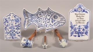 Appraisal: Various pieces of Blue and White Porcelain Kitchen Items Fish