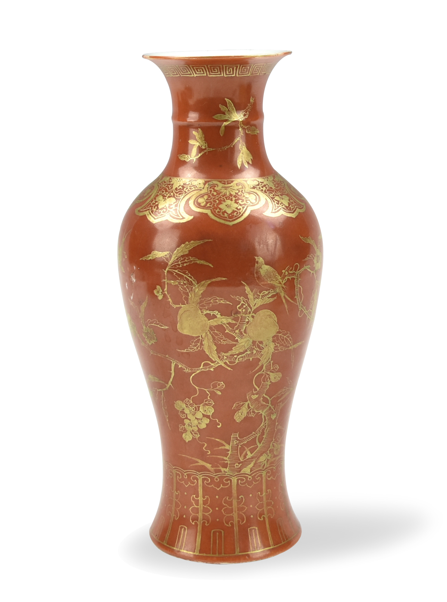 Appraisal: Chinese th C of baluster form vase rising from a