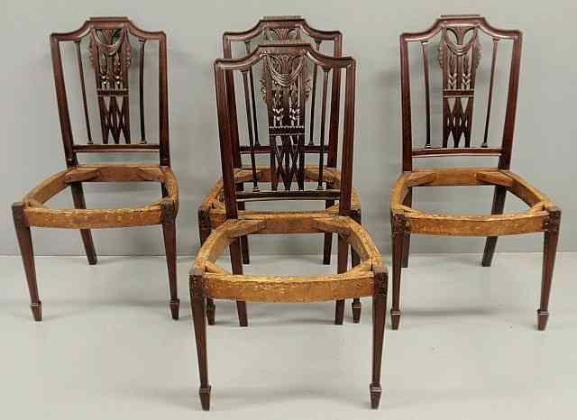 Appraisal: Set of four New York Hepplewhite mahogany side chairs c