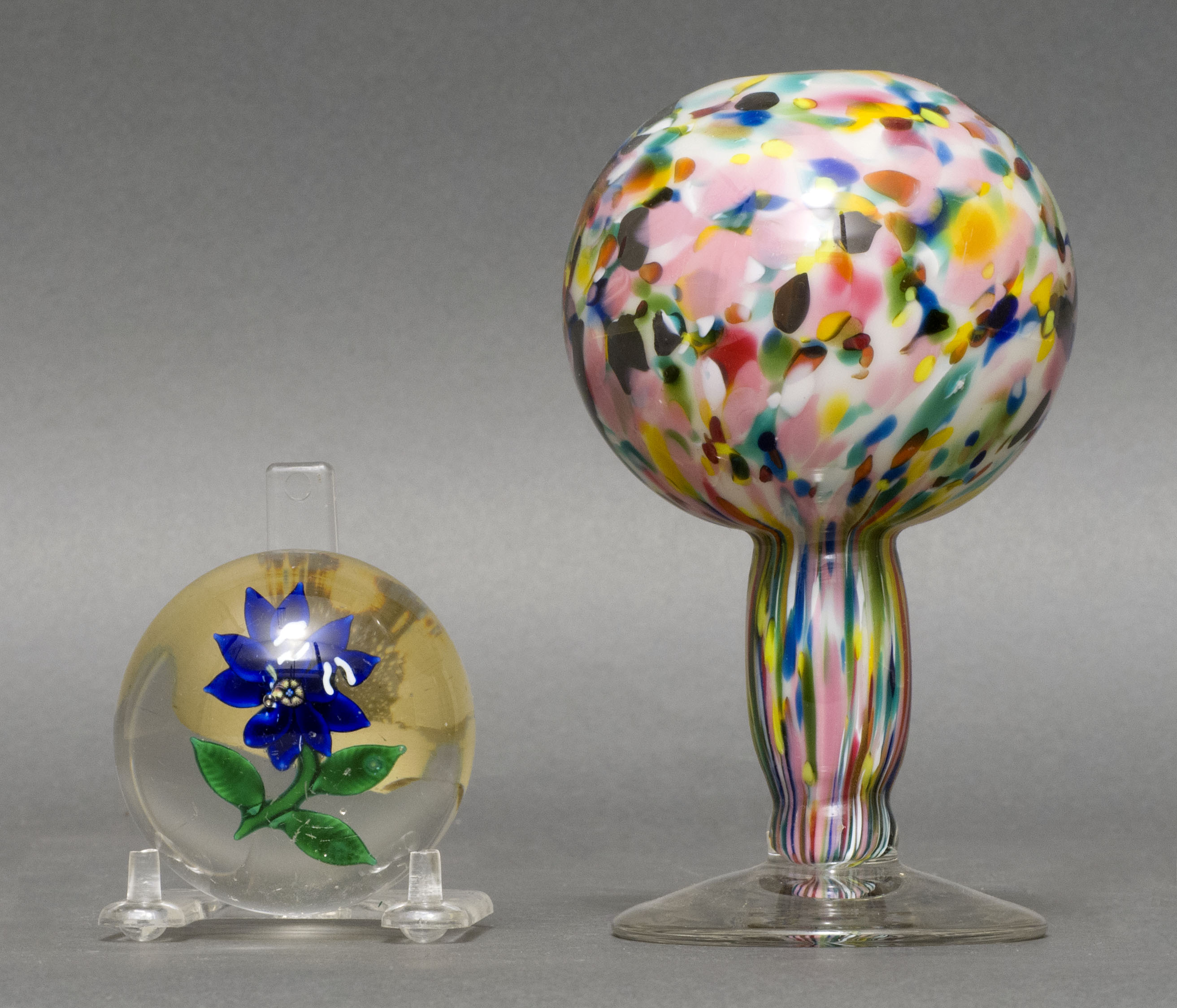 Appraisal: TWO GLASS PAPERWEIGHTS th CenturyOne New England Glass Co floral