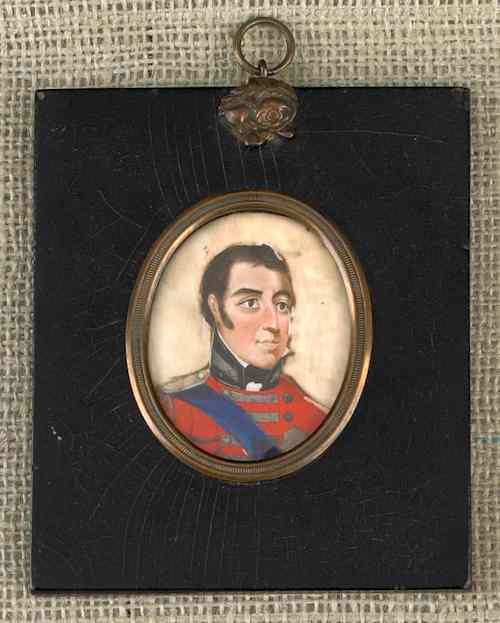 Appraisal: Watercolor on ivory miniature portrait of a military officer ca