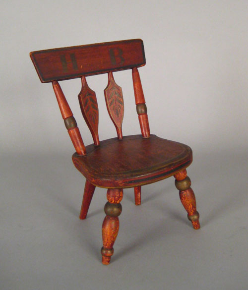 Appraisal: Lebanon County Pennsylvania painted doll's chair ca initialed HB for