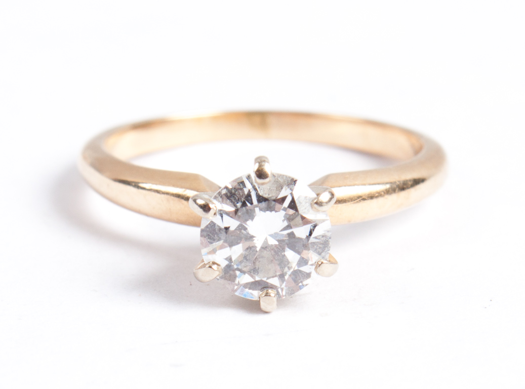 Appraisal: Lady's K gold diamond solitaire ring having a round diamond