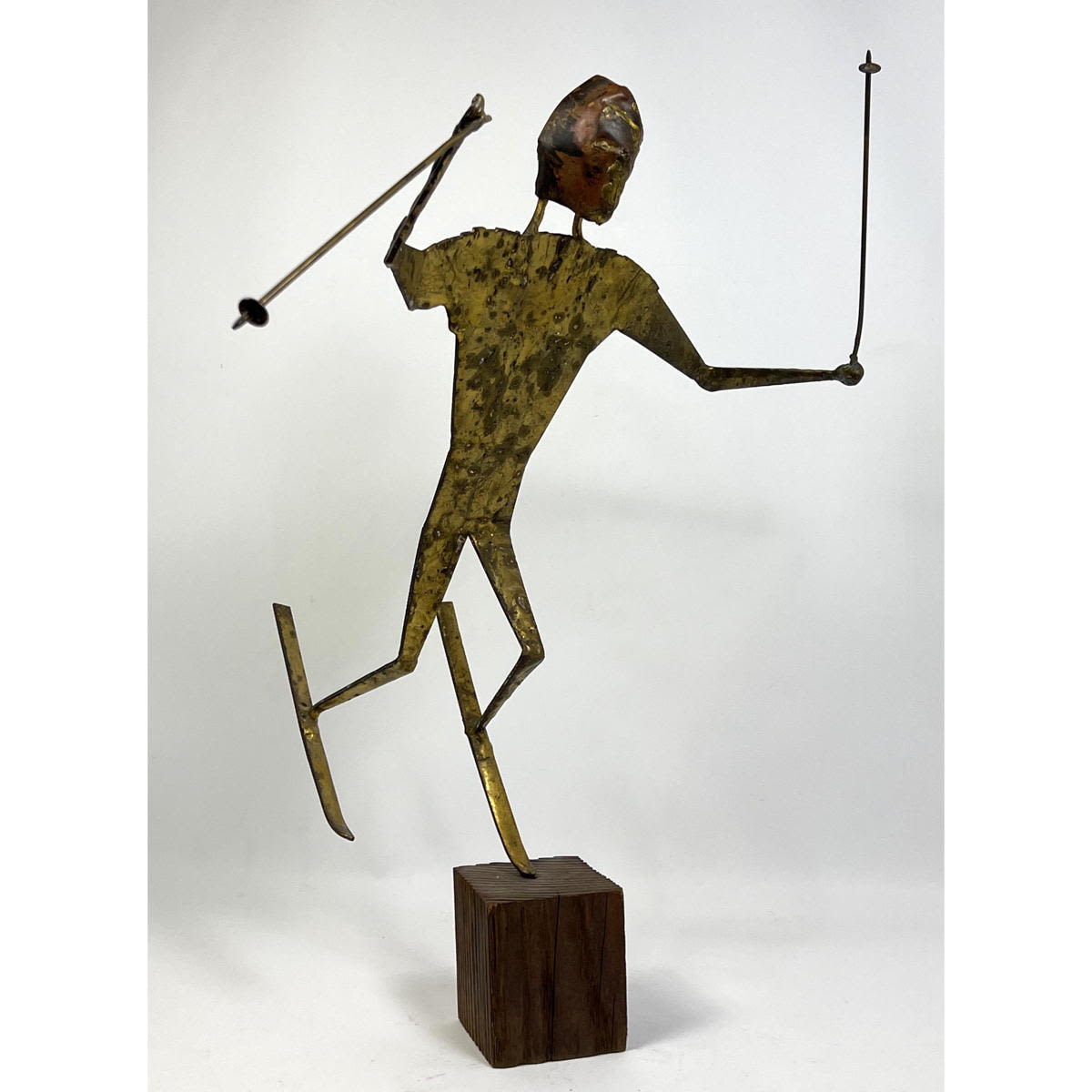 Appraisal: Brutalist Figural Metal Sculpture Skier The Klutz Signed Possibly I