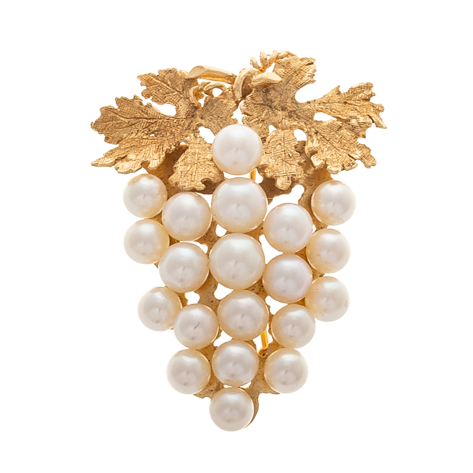 Appraisal: A PEARL GRAPE CLUSTER BROOCH IN K K yellow gold