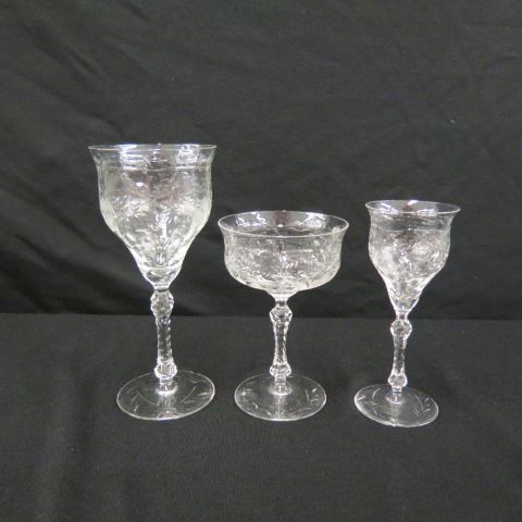 Appraisal: pc Etched Crystal Stemware Service goblets wines and clarets excellent